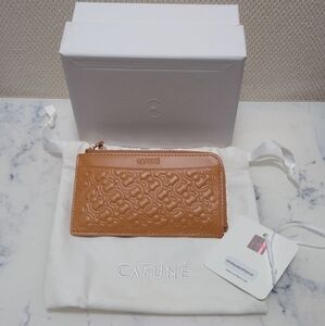 Cafune Camel C Lock Zippered Card Holder with Box and Dust Bag